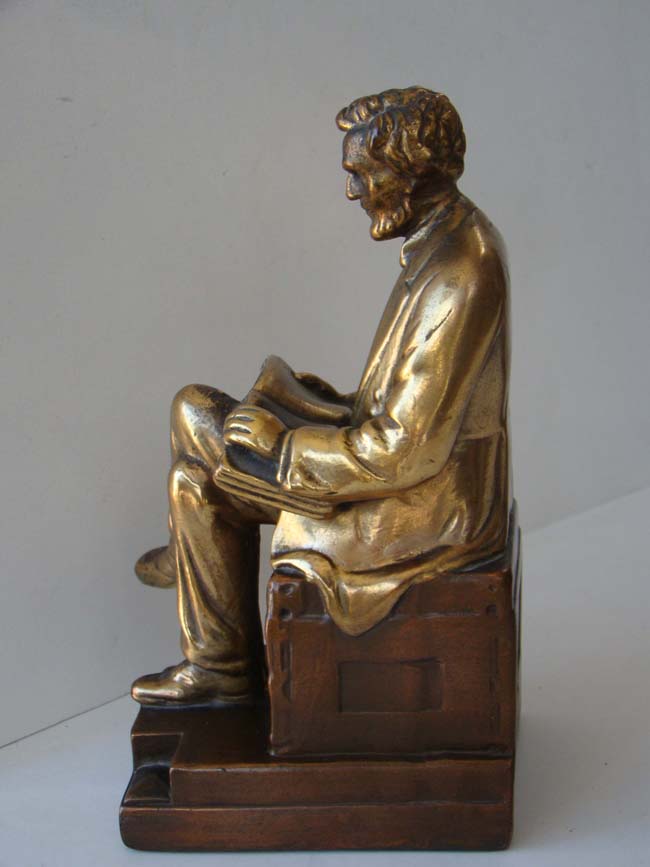 A fine and rare pair of Lincoln bookends by the Galvano Bronze Company circa 1918 — image 2